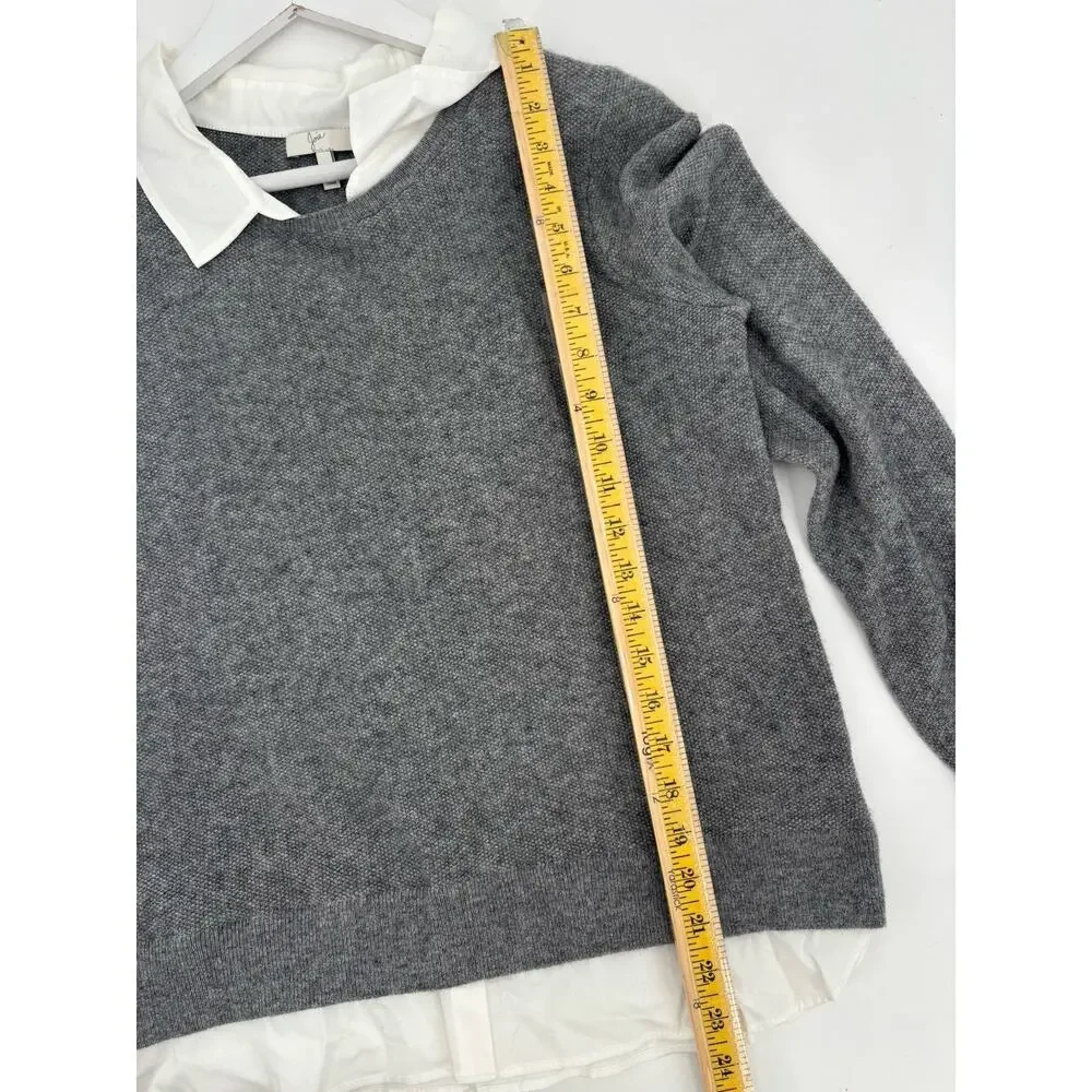 Joie Rika Sweater Womens Medium Gray White Wool Cashmere Collared Pullover Knit